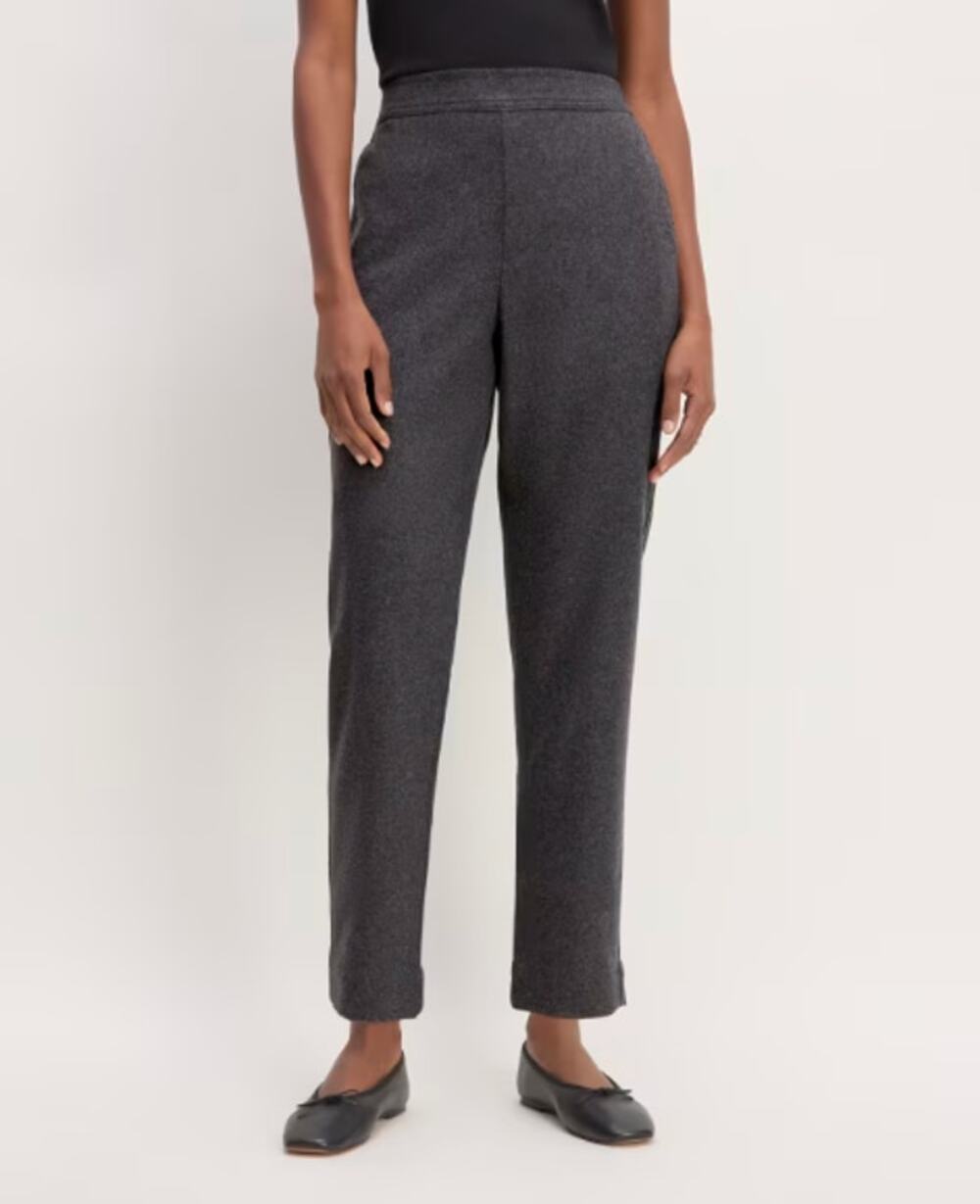 Everlane Womens The Wool Flannel Pull-On Pants Small Grey Heather Charcoal NWT